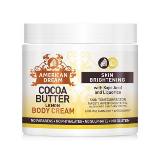 American Dream Crème au beurre de cacao au citron pour éclaircir et décolorer la peau, 453 g / 16 oz