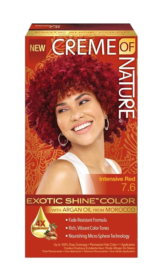 Exotic Shine Hair Color by Creme of Nature, 7.6 Intensive Red