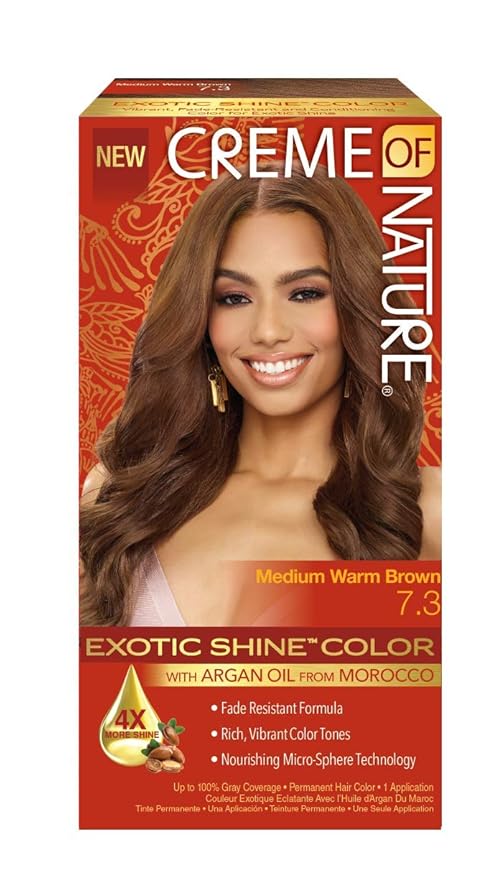 Exotic Shine Hair Color by Creme of Nature, 7.3 Medium Warm Brown