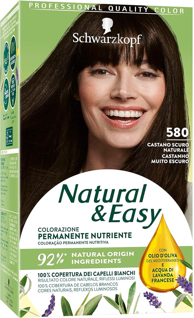 Schwarzkopf, Natural & Easy Permanent Hair Dye, 580 Natural Dark Brown