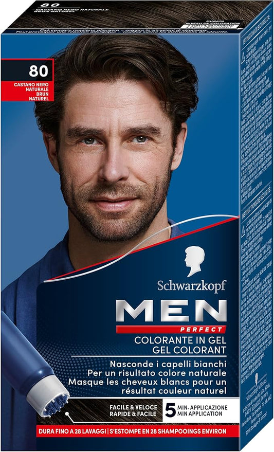 Schwarzkopf, Men Perfect Gel Hair Dye - 80 Natural Black Brown Brown