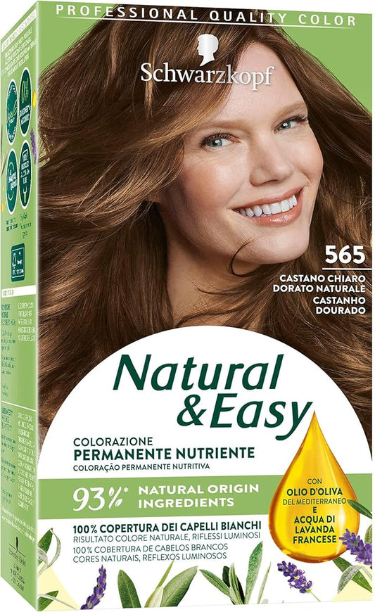 Schwarzkopf, Natural & Easy Permanent Nourishing Hair Dye 565 Light Brown Natural Golden