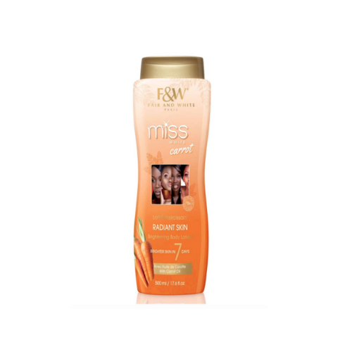 F&W Miss White Carrot Radiant Skin Lotion éclaircissante pour le corps 500 ml/17,6 FL.0Z