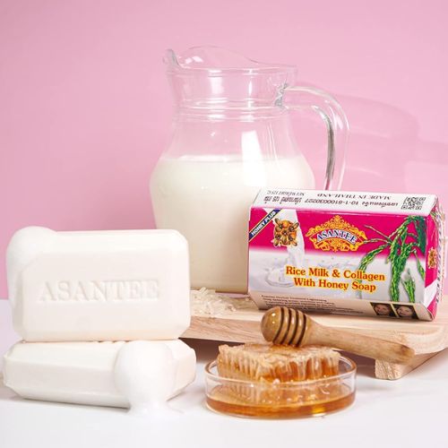 asantee-rice-milk-with-collagen-and-honey-soap-skin-whitening-125g