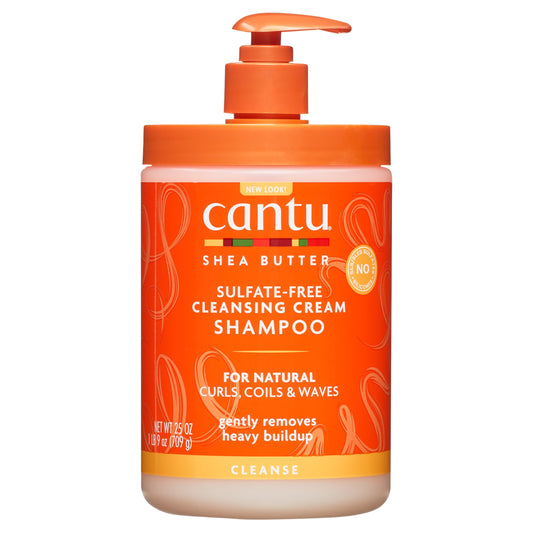 Cantu Shampooing crème nettoyant sans sulfate pour cheveux naturels – Infusé au beurre de karité – 25 fl oz