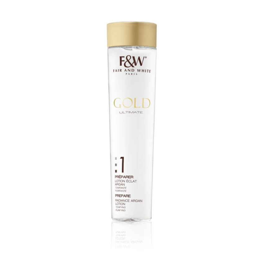 Fair and White 1 : Lotion tonique à l'argan Gold Radiance - Tonifiante et purifiante 200 ml 6.76fl.oz